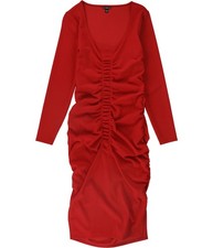 GUESS Womens Vivica Ruched Bodycon Dress, red, M