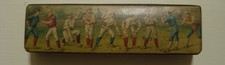 ANTIQUE 19th CENTURY LACQUERWARE PENBOX DECORATED WITH AMERICAN BASEBALL PLAYERS