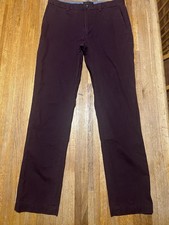 Banana Republic Men's Flat Front Pant Slim Fit Stretch Fabric Wicking Red 33x34