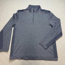 Johnston  Murphy Sweater Mens Medium Blue 1/4 Zip Mock Neck Pullover Knit