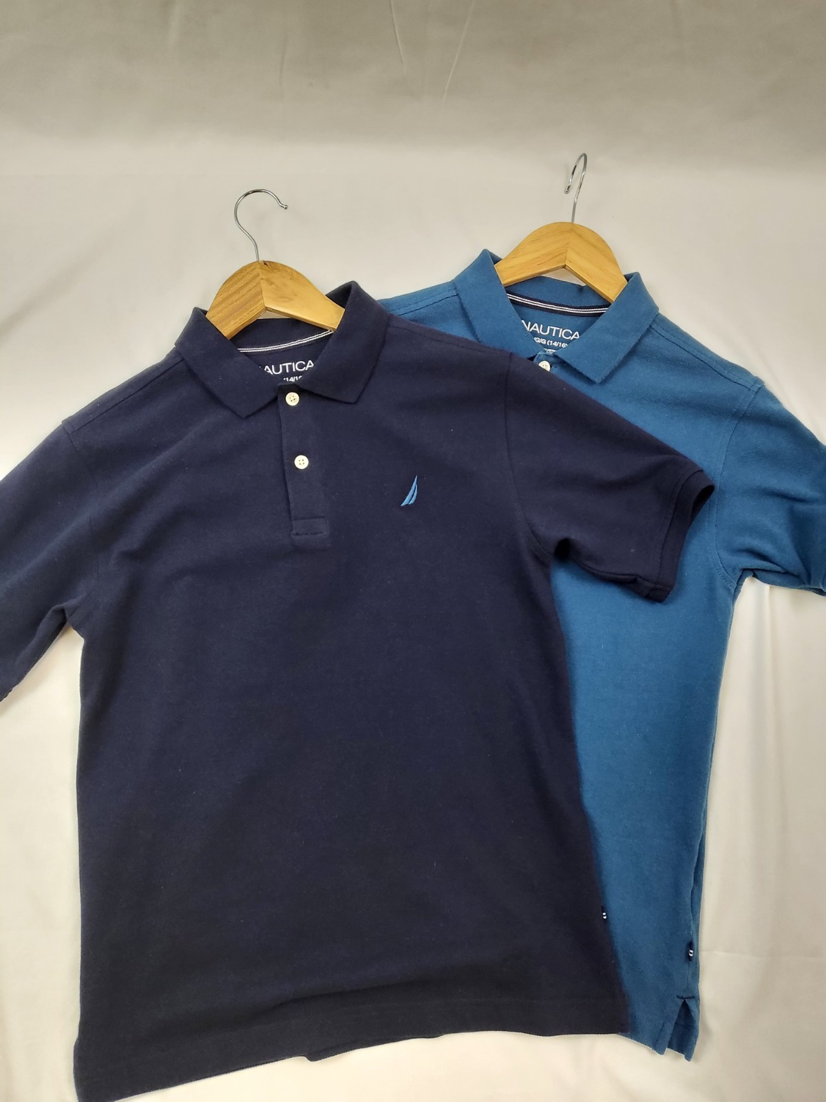Nautica  Lot of 2 Boys' Short Sleeve Solid Polo Sport Navy Size L 14-16 Lot of 2