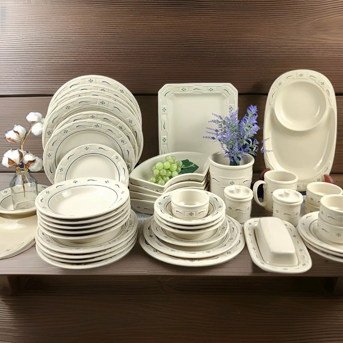 LONGABERGER, Woven Traditions Classic Blue & Green, Dinnerware