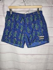 Vintage Gecko Hawaii Aop Swim Trunks Blue Gecko Print Size Small Lined