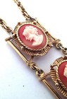 Victorian Double Cameo Hinged Pendant & Long 24" Chain Necklace Dangle Tassel — photo 5