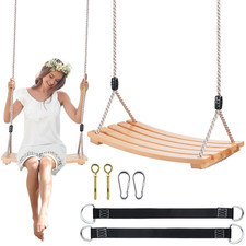 Premium Wooden Tree Swing for Adults and Kids, 500lbs Capacity, Adjustable