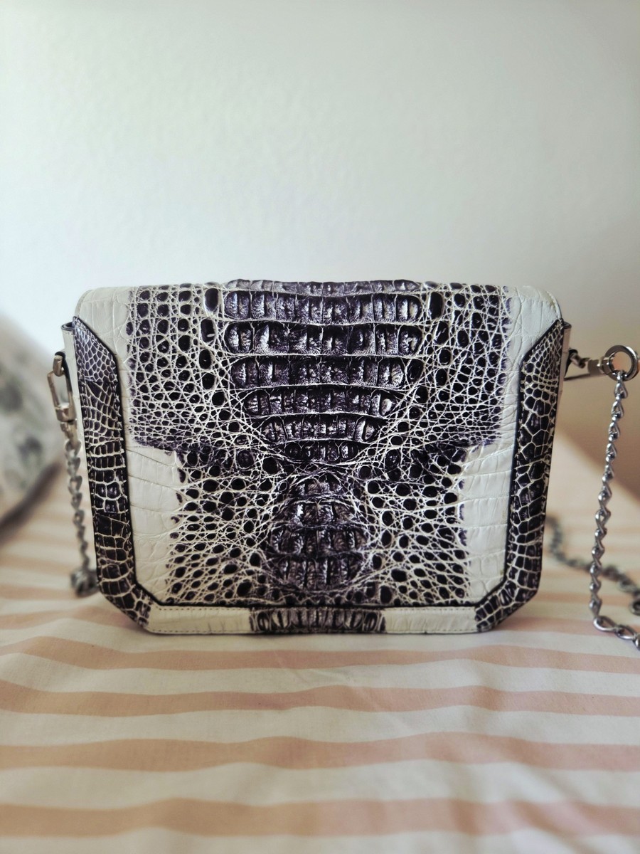 Thailand Black/white crocodile leather handbag , high quality