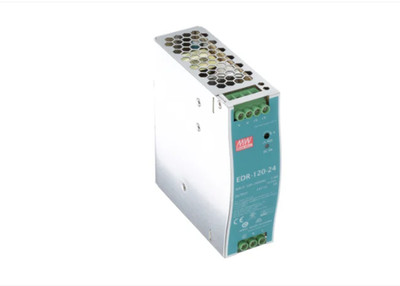 MEAN WELL EDR-120-24 Power Supply, AC-DC, 24V,5A, 100-264V In, Enclosed, DIN Rai