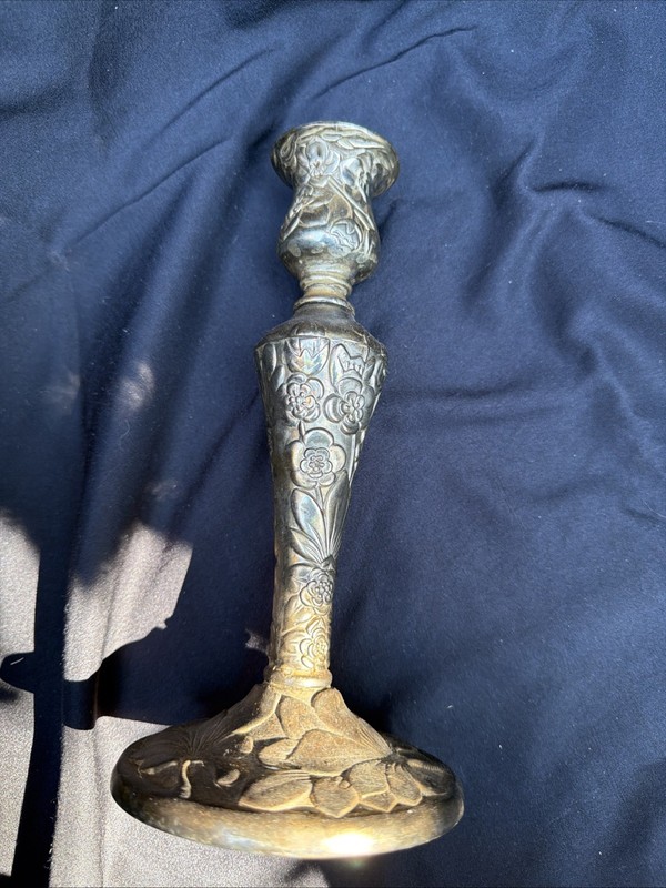 Antique Victorian Style Silver Plate Candlestick 8" Tall Ornate Single Read