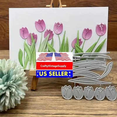Spring tulip flowers garden metal cutting dies cut machine cutter die