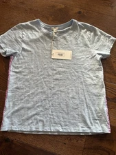 Dylan Short Sleeve Crew T-Shirt with Stitch Sky Blue Size Small Boutique $70 NWT