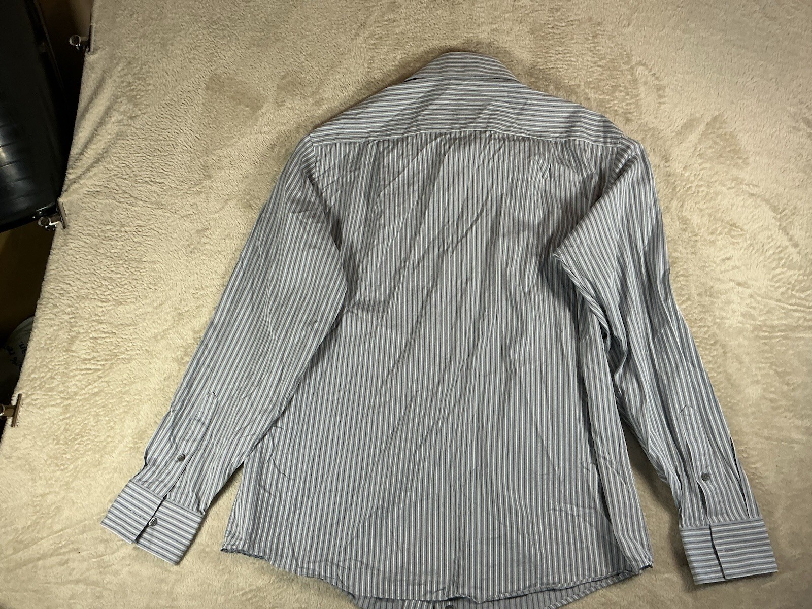 Mens Calvin Klein Long Sleeve Shirt 42 / 16.5 Grey White Stripes Smart Casual image 4