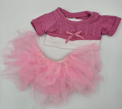 Build a Bear Workshop Outfit - Pink White Top & Pink Tutu Skirt - BABW Clothes