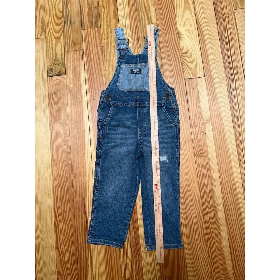 OshKosh B'gosh Vestback patchwork bib Toddler Denim Overalls Blue Size 4T Casual - Image 4 of 4