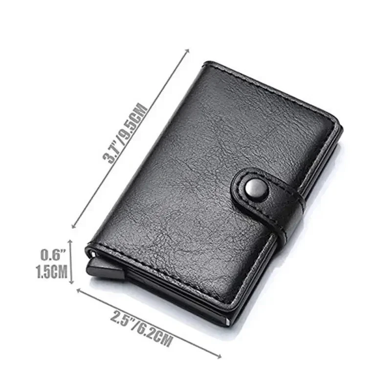 RFID Blocking Wallet Auto Pop up Credit Card Holder Leather Metal Money Clip Men - Image 3 of 4