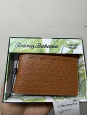 Tommy Bahama Men's Leather Bi-Fold Wallet Card Case Tan/Cognac
