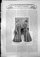 Old Print Ladys Mirror Fashion Easter Diamond Comb Charming Tea Gown 1904 20th