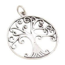 925 Sterling Silver Vintage Pendant Modernist Celtic Tree Of Life Medal  PT25235