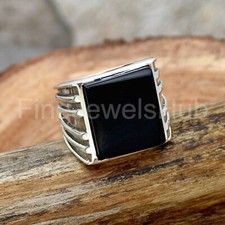 Black Onyx Gemstone Silver Men's Ring 925 Sterling Silver Ring Handmade Ring