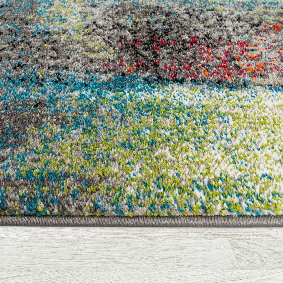 Designer Teppich Modern Kurzflor Wohnzimmer Bunt Trendig Meliert Multicolour - Bild 2 von 4