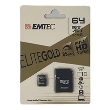Emtec 64GB Micro SDXC Class 10 Gold Memory Card With Adapter