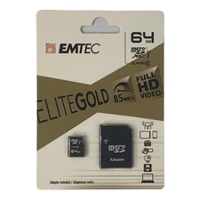 Emtec 64GB Micro SDXC Class 10 Gold Memory Card With Adapter