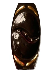 MCM Black and Gold  Flake Atomic Age Ashtray Pottery Dish 9”long x 4” wide