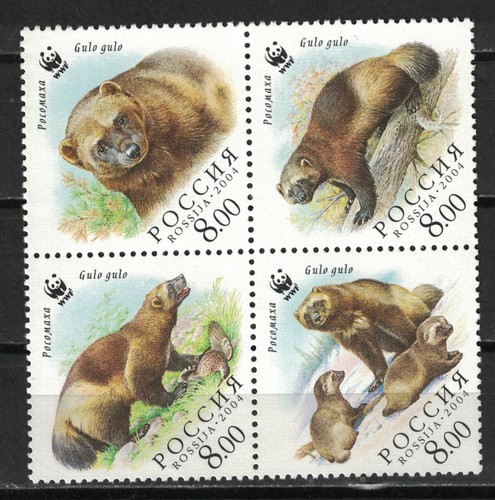 RUSSLAND,UDSSR:2004 SC#6857a-d 4er Block postfrisch Worldwide Fund for Nature. Gulo AD579 - Bild 1 von 2