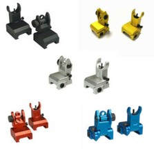 Aluminum Color Picatinny Rail Iron Sight BUIS Front and Rear Flip-Up Sight Set