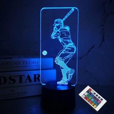 Baseball 3D Night Light Batter Sport Gifts Bedside Lamp Xmas Holiday Birthday