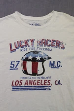 Lucky Brand Men White "RIDE FOR FREEDOM THROTTLE FOR THE HELL OF IT" Shirt NWT S