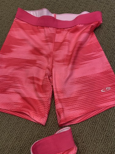Champion Girls Large 2 Pair Pink Athletic Cheer Gymnast Dance Fitted Shorts - Picture 4 of 4