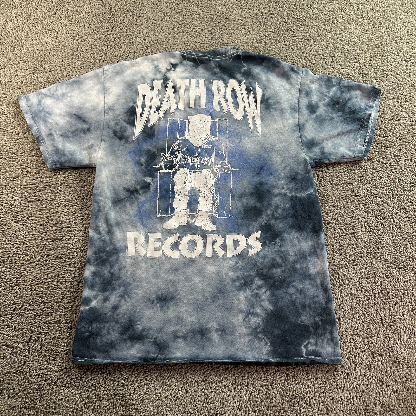 FILA Camicia Death Row Records uomo blu medio bianco tie dye etichetta hip hop ripple