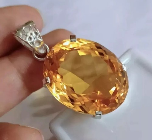 Natürlicher ovaler Schliff 93,22 ct gelbe Farbe Citrin Anhänger loser Edelstein - Bild 5 von 6