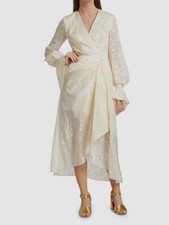 $550 Acler Women Ivory Wayside Draped Maxi Dress Size AU10 US6