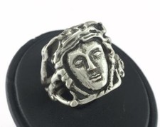 Face Adjustable Ring Antique Silver plated brass 19mm 9US inner size Adjust 3248