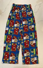 Boys Pajama Pants Size 8 DC Comics Batman Superman Blue Red Sleepwear