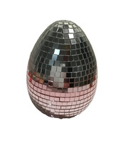 Celebrate Together Disco Easter Egg Table Decor 5.5x4.12x4.12" Silver/Pink NEW