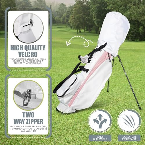 Golf Bag Rain Hood with Snap Button - Eco-Friendly, Universal Medium White - Picture 7 of 8