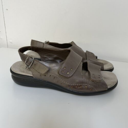 Hotter Sandals Adjustable Straps Pewter Silver Comfort Leather Size 6 39 - 第 1/11 張圖片