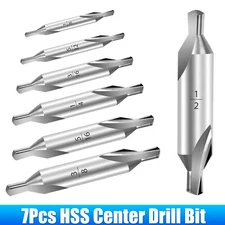 7x HSS Center Drill Bits Set 60° Combined Countersink Spotting Metalworking Tool