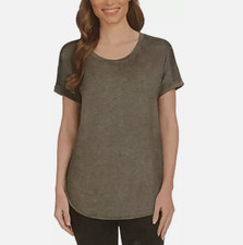 Matty M Women's French Terry Roll Cuff Top ( Heather Olive SMALL)NWT