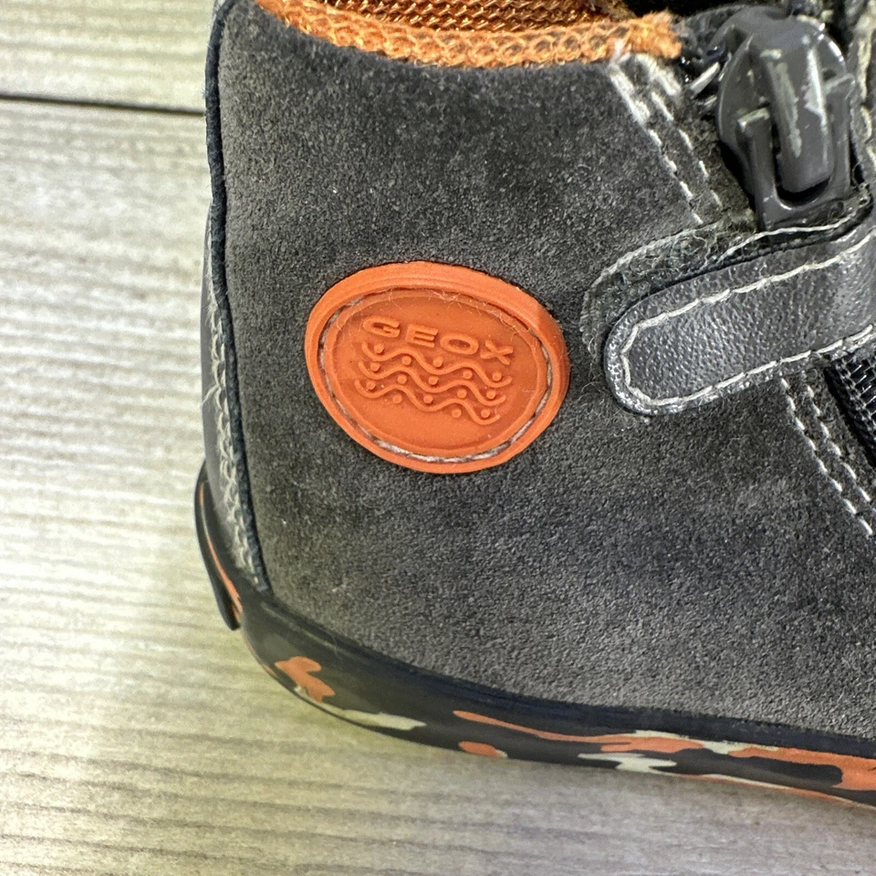 GEOX RESPIRA BOYS KIDS US 7 UK 6 EUR 23 Gray REAL LEATHER SHOES BOOTS SIDE ZIP - Image 2 of 4