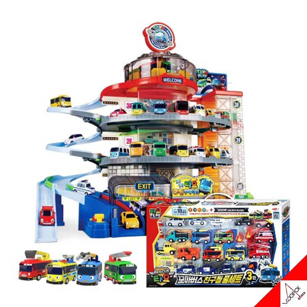 ICONIX TAYO The Little Bus CONTROL PARKING TOWER Set+Mini Car Set