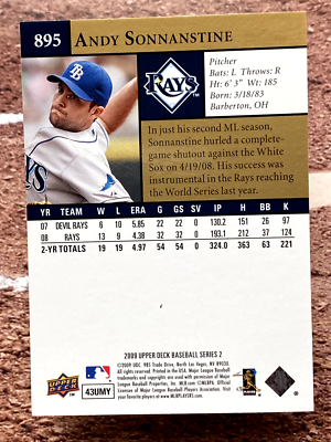 2009 Upper Deck Andy Sonnanstine #895 Tampa Bay Rays | eBay
