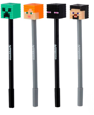 Minecraft 4er Set Kugelschreiber Kuli - Feine Spitze - 18,5 cm Länge