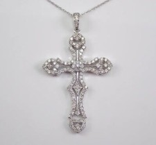 2.66Ct Round Cut Real Moissanite Cross Women's Pendant 925 Sterling Silver