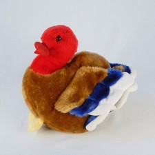 Vtg Mary Meyer Thanksgiving Turkey Plush Bird Stuffed Animal Toy Red Blue Brown