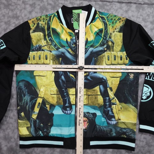 Black Panther Bomber Jacket Size Medium Throne Culture Fly Marvel AOP NWT - Picture 4 of 12
