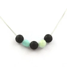 stones And Minerals. Lava Bead Necklace 8 Mm + Brazilian Amazonite Chain In A