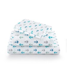 Vonty Kids Full Sheet Set Boat Anchor Brushed Microfiber Bed Sheet for Boys 